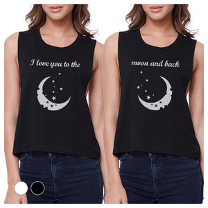 Moon And Back BFF Matching Crop Top Womens Sleeveless Tee