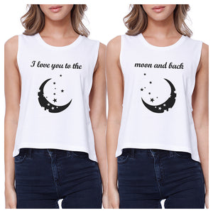 Moon And Back BFF Matching Crop Top Womens Sleeveless Tee