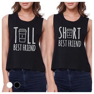 Tall Short Cup BFF Matching Crop Top Womens Graphic Cropped Shirts