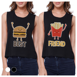 Hamburger And Fries BFF Matching Crop Top Womens Graphic Tanks