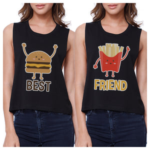 Hamburger And Fries BFF Matching Crop Top Womens Graphic Tanks