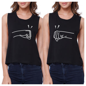 Fists Pound BFF Matching Black Crop Tops