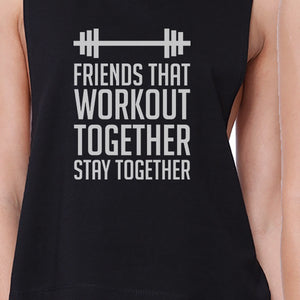 Friends That Workout Together BFF Matching Black Crop Tops