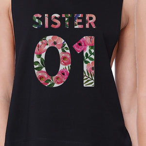 Sister 01 BFF Matching Black Crop Tops