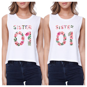 Sister 01 BFF Matching White Crop Tops