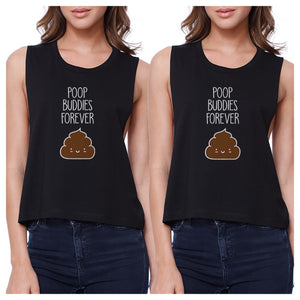 Poop Buddies BFF Matching Black Crop Tops