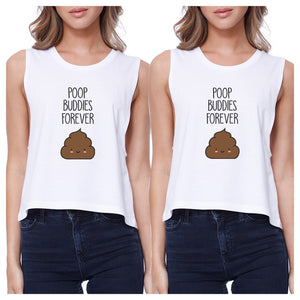 Poop Buddies BFF Matching White Crop Tops