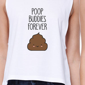 Poop Buddies BFF Matching White Crop Tops