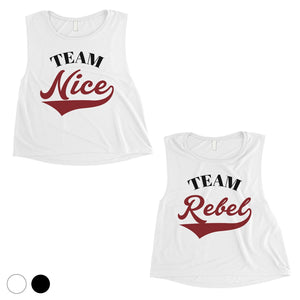 Team Nice Team Rebel BFF Matching Crop Top Womens Christmas Gift