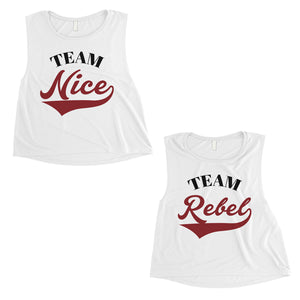 Team Nice Team Rebel BFF Matching Crop Top Womens Christmas Gift