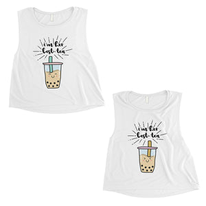 Boba Milk Best-Tea Cute Best Friend Matching Crop Tops For Womens