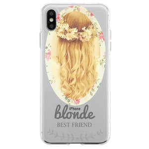 Floral Blonde Brunette BFF Matching Phone Covers Elegant Flowery