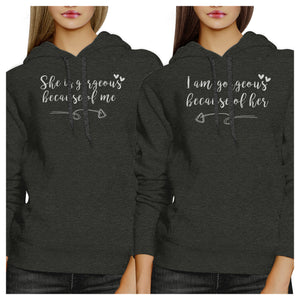 She Is Gorgeous Charcoal Gray Mom and Daughter Couple Sweatshirts - 365INLOVE