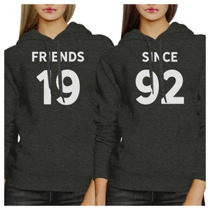 Friends Since Custom Years BFF Matching Dark Grey Hoodies