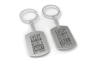 Short Tall Funny Matching BFF Key Chain for Best Friends Great Gift - 365INLOVE