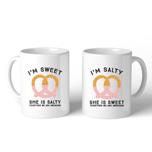 Sweet And Salty BFF Matching White Mugs