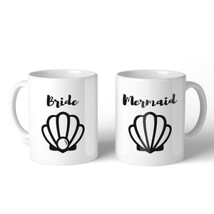 Bride Mermaid Seashell BFF Matching Gift Coffee Mugs 11 Oz Relaxed