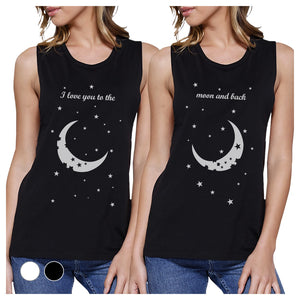 Moon And Back BFF Matching Tank Tops Womens Funny Workout Gifts