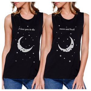 Moon And Back BFF Matching Tank Tops Womens Funny Workout Gifts