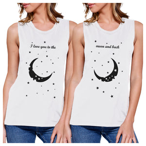 Moon And Back BFF Matching Tank Tops Womens Funny Workout Gifts