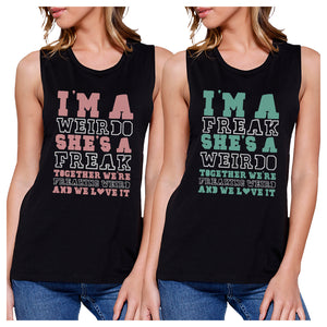 Weirdo Freak BFF Matching Tank Tops Womens Funny Graphic Tanks Gift