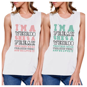 Weirdo Freak BFF Matching Tank Tops Womens Funny Graphic Tanks Gift