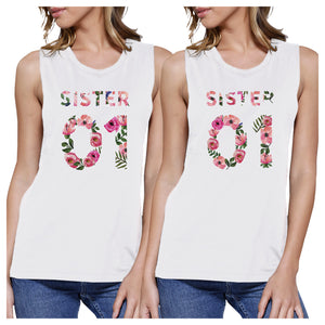 Sister 01 BFF Matching White Muscle Tops