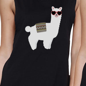 Llamas With Sunglasses BFF Matching Black Muscle Tops