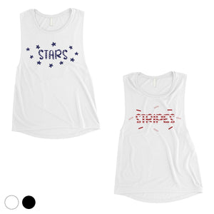 Stars And Stripes BFF Matching Tank Tops Womens For Sister Birthday