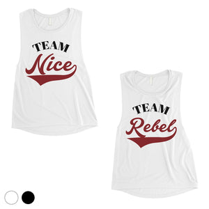 Team Nice Team Rebel BFF Matching Muscle Top Womens Christmas Gift