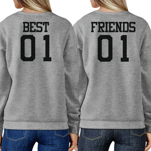 Best 01 And Friend 01 BFF Sweatshirts Friendship Matching Grey Fleece - 365INLOVE