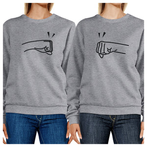 Fists Pound BFF Matching Grey Sweatshirts