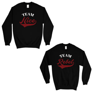 Team Nice Team Rebel Cute Christmas Sweatshirts Best Friends Gifts