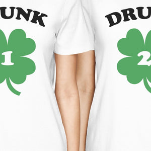 Drunk1 Drunk2 Womens White Cute Best Friend T-Shirt St Patricks Day - 365INLOVE