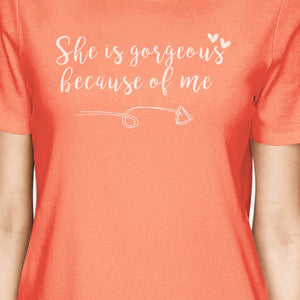 She Is Gorgeous Peach Womens Matching Tee Best Mothers Day Gifts - 365INLOVE