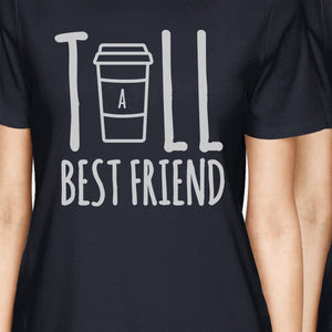 Tall Short Cup BFF Matching Shirts Womens Navy Graphic Cotton Tee