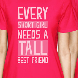 Tall Short Friend BFF Matching Shirts Womens Hot Pink For Friends