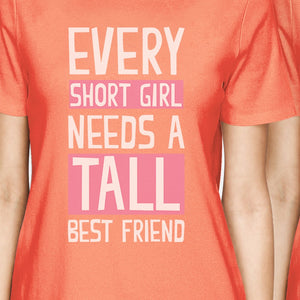 Tall Short Friend BFF Matching Shirts Womens Peach Gift For Girls