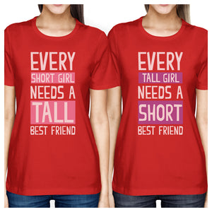 Tall Short Friend BFF Matching Shirts Womens Red Birthday Gifts