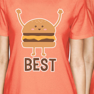 Hamburger And Fries BFF Matching Shirts Womens Peach Graphic Tshirt