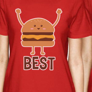 Hamburger And Fries BFF Matching Shirts Womens Red Ring Spun Cotton