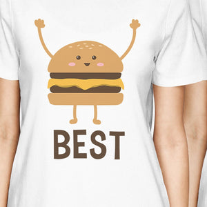 Hamburger And Fries BFF Matching Shirts Womens White Teen Girl Gift