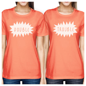 Double Trouble BFF Matching Peach Shirts