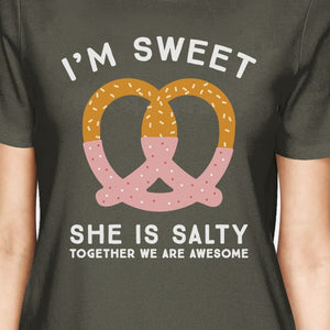 Sweet And Salty BFF Matching Dark Grey Shirts