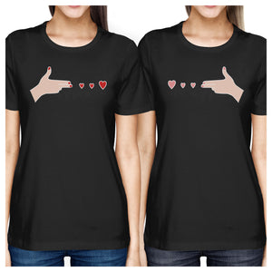 Gun Hands With Hearts BFF Matching Black Shirts