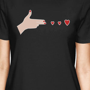 Gun Hands With Hearts BFF Matching Black Shirts