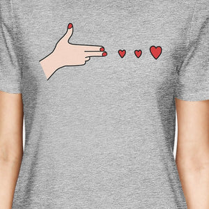 Gun Hands With Hearts BFF Matching Grey Shirts