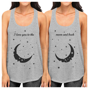 Moon And Back Best Friend Gift Shirts Womens Funny Graphic Tanks
