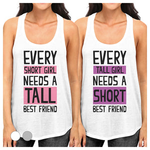 Tall Short Friend Best Friend Gift Shirts Womens Matching Tank Tops