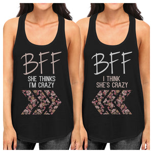 BFF Floral Crazy Best Friend Gift Shirts Womens Funny BFF Shirts